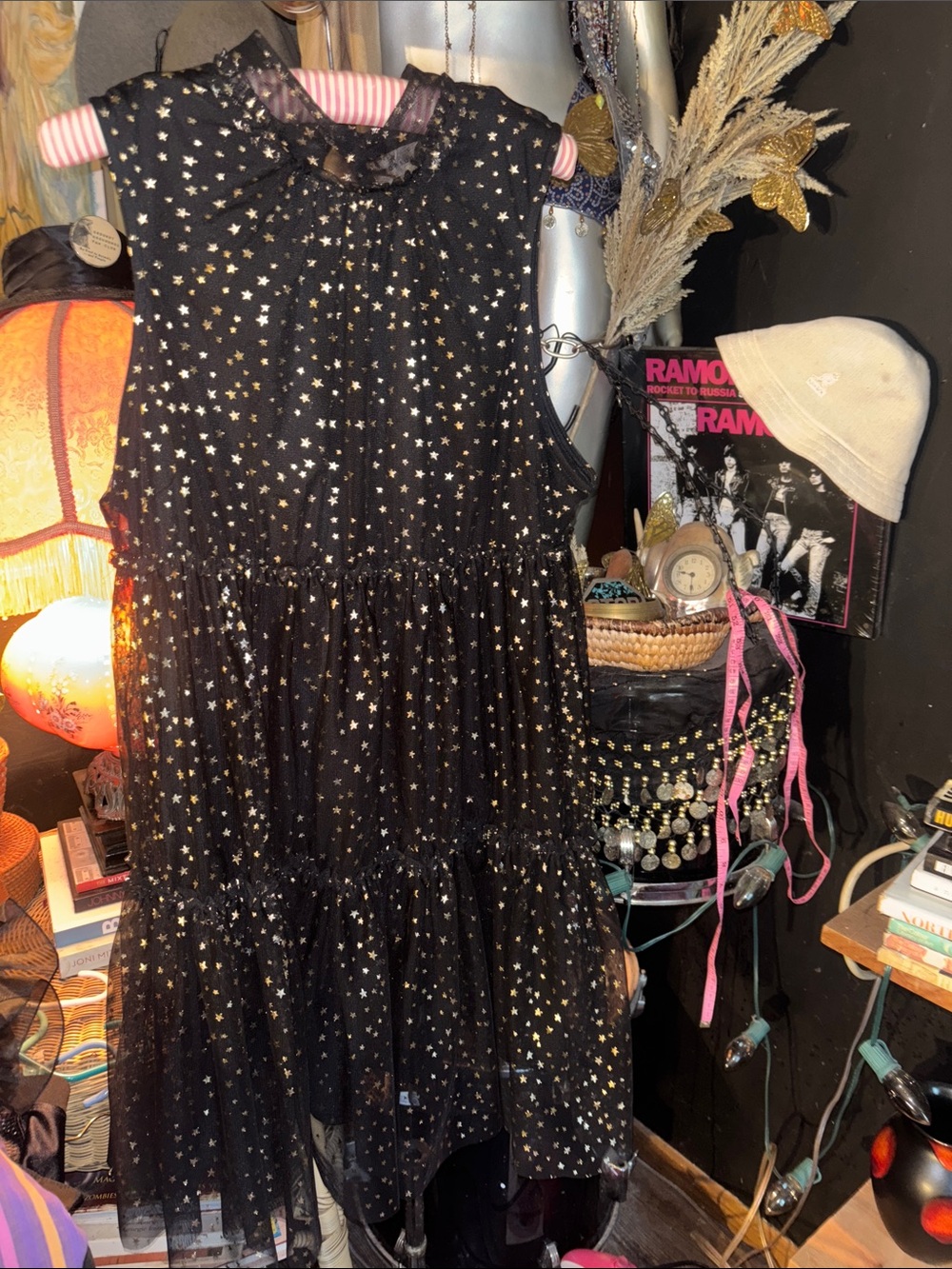 POPSUGAR Black Midi Dress with Gold Star Print